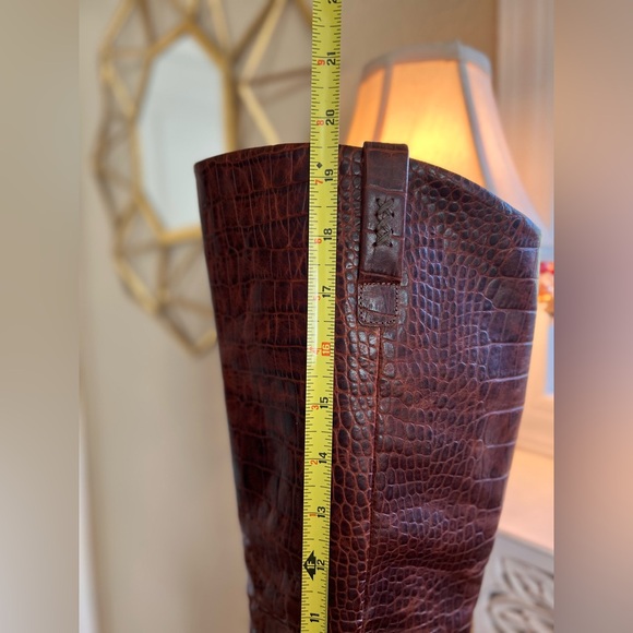Free People Brown Croc-Embossed Knee-High Boots - Picture 10 of 11